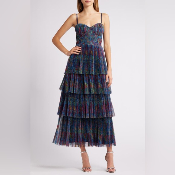 Hutch Dresses & Skirts - Hutch Tiered Bustier Dress Slate Wild Garden Floral